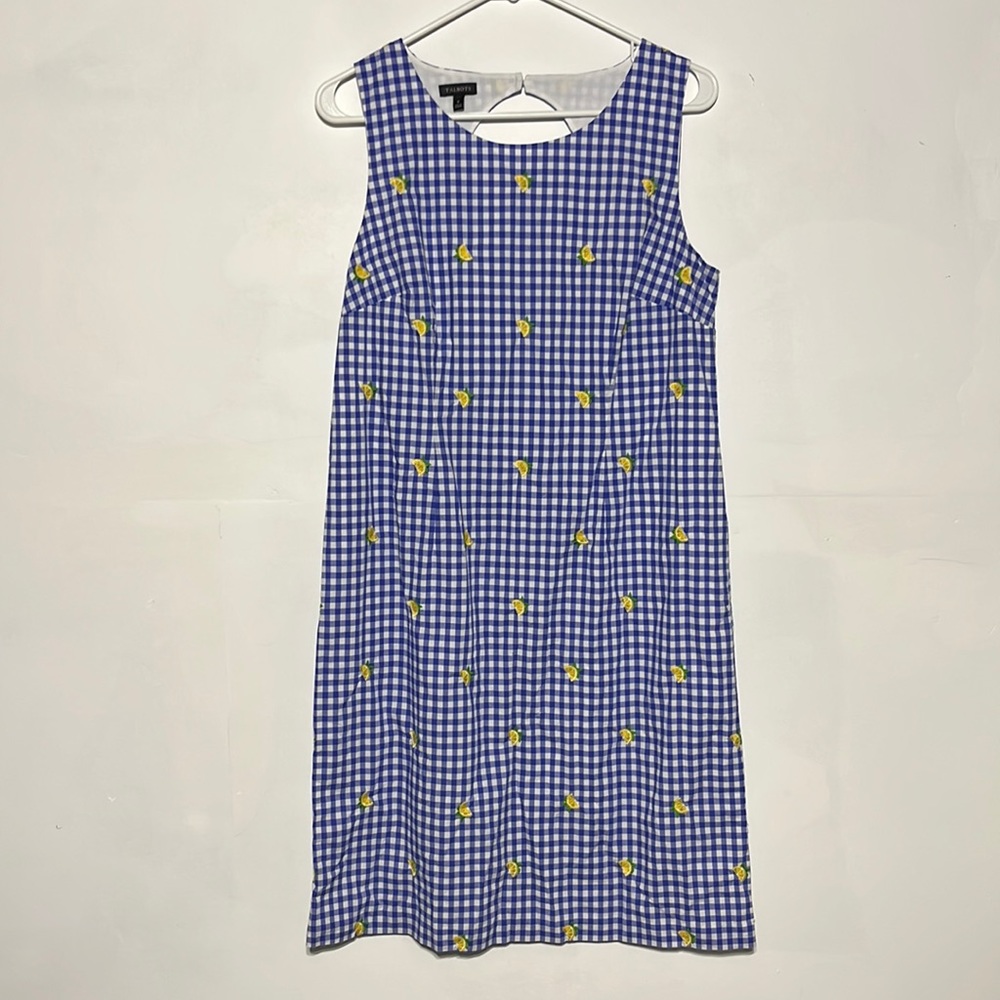 Talbots Lemons & Gingham Shift Dress Size 8 - Picture 3 of 11